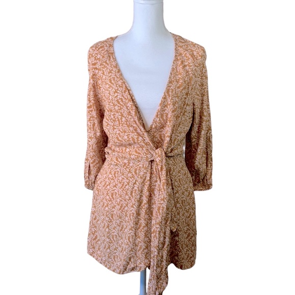 Free People Dresses & Skirts - Free People Mustard Floral Boho Midi Dress Size Medium